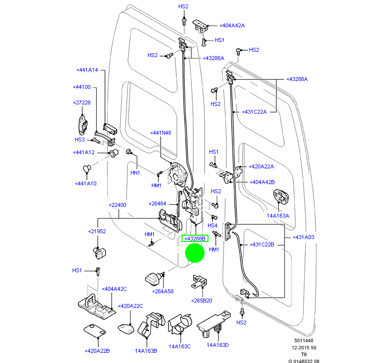 YC15V43288CP Barn Door Lock Actuator Ford Transit VH / VJ / VM