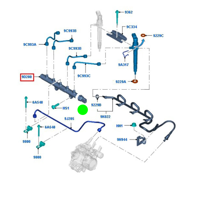 BK2Q9D280AB Fuel Rail Pressure Sensor to suit Ford / Mazda / Land Rover A2C53288768