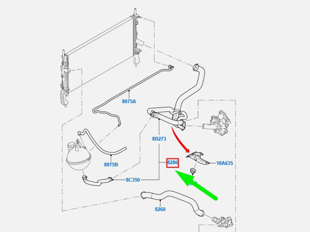 Coolant Hose Lower Radiator To Suit Ford Transit FWD 2.2L VM CC118286BG / 2501594