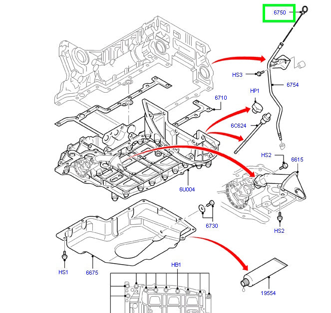 Genuine Oil Level Indicator Dipstick to suit VM Ford Transit 6C1Q6750B2C / 1385683