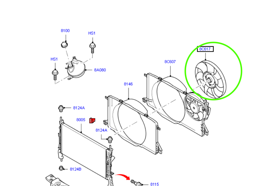 Radiator Fan & Viscous Clutch Assembly to suit 2.2L / 2.4L VM / VO Ford Transit Van 6C118C617CC / 1695329