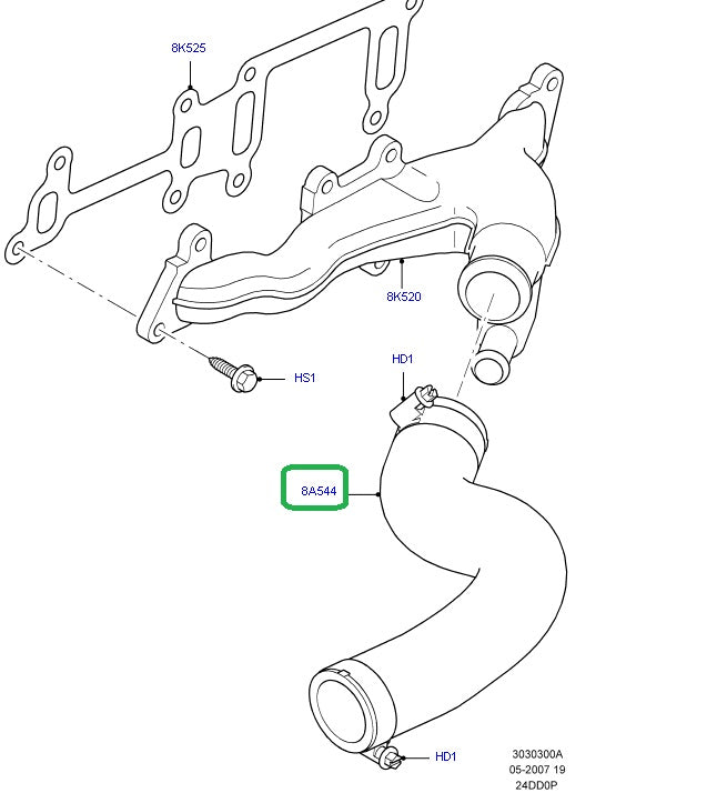 Genuine Water Manifold Hose suit VM Ford Transit 6C1Q8K512A1B / 1373224