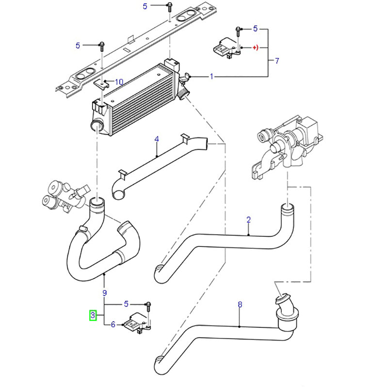 Intercooler Hose L/H suits VH VJ Ford Transits 2C166C646AA / 1368686