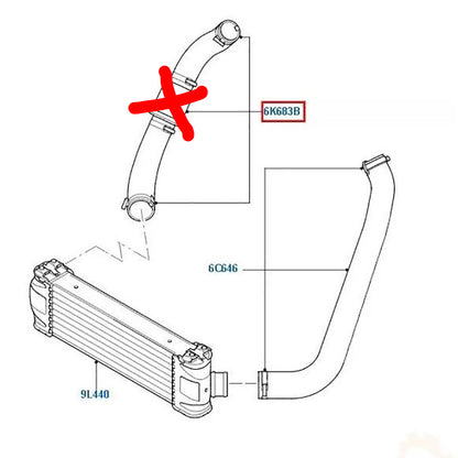 Genuine Intercooler Hose R/H No Baffle suits 2.4 RWD VM Ford Transits 6C116K683DE / 1440262
