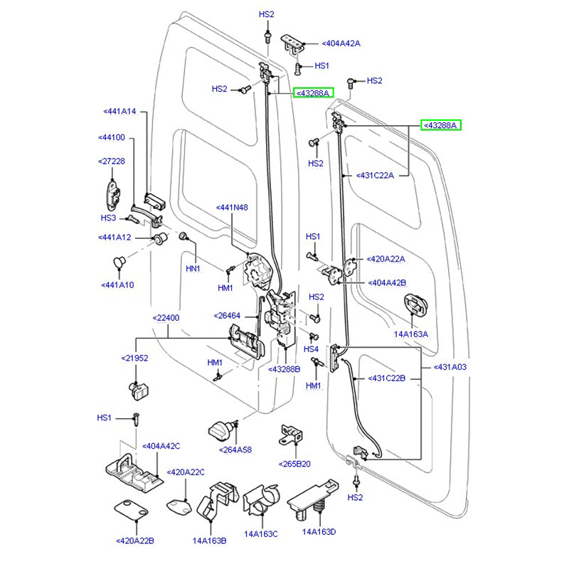 Rear Door Top Catch & Cable To Suit VH / VJ / VM Ford Transit YC15V43287BH / 1494096