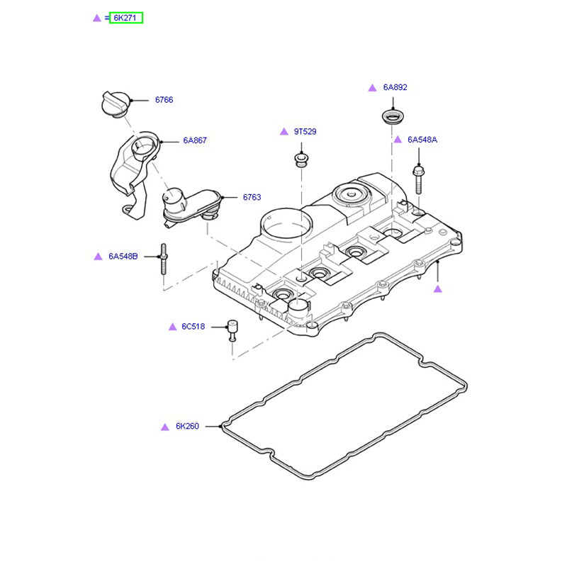 Rocker Cover / Tappet Cover Assembly to suit 2.4L VM Ford Transit 6C1Q ...