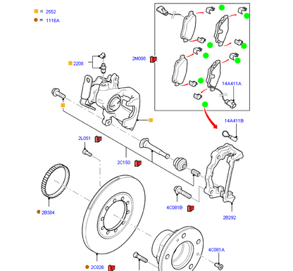 Rear Brake Pad Repair Fitting Kit to suit VM Ford Transit 2006-2014 6C112M008AA / 1554524