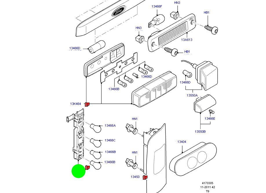 6C1113N004AB Rear Tail Light Globeholder To suit Ford Transit VM 2006-2014