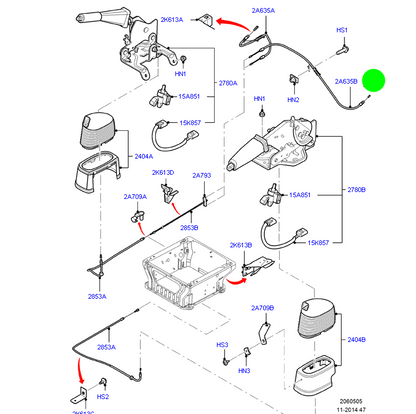 6C112A809BD Left Hand Side (LHS) Handbrake Cable for Ford Transit VM - Dual rear wheels 2006-2014