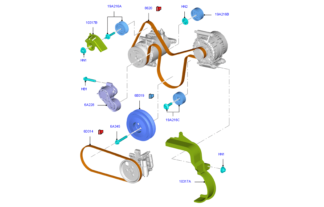 6C1Q6A228AB Ford Transit Custom VN 2.2L Belt Tensioner