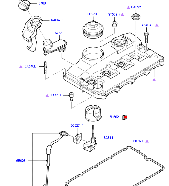 Rocker Cover / Tappet Cover Assembly to suit 2.4L VM Ford Transit 6C1Q ...