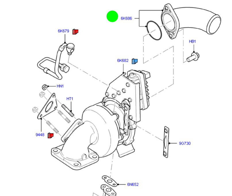 6C1Q6K686AC Ford TRANSIT 2.4L VM Turbo Pipe/Elbow