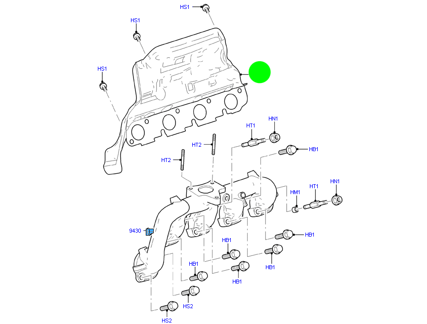 6C1Q9448AB Exhaust Gasket Manifold including Heat Shield To suit Ford Transit VM and VN 2.2L
