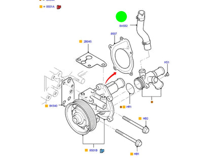 Ford Transit Water Pump Hose 1490860 / 8C1Q8A582AA