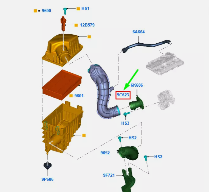 Air Intake Hose to suit 2.2L VM Ford Transit CC119C623BE / 1749309 ...