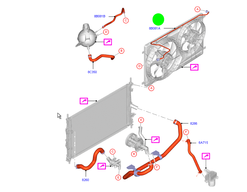 BK218C012BB Expansion tank to radiator coolant pipe to suit Ford Transit 2.2L VM VO VN Custom