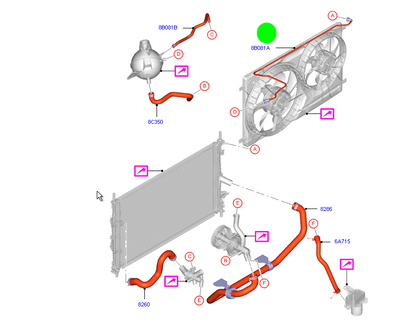BK218C012BB Expansion tank to radiator coolant pipe to suit Ford Transit 2.2L VM VO VN Custom