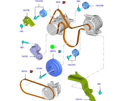BK2Q6B319BA Genuine Crankshaft Harmonic Balancer / Belt Pulley to suit Ford Transit VM / VO / VN 2.2L FWD Models
