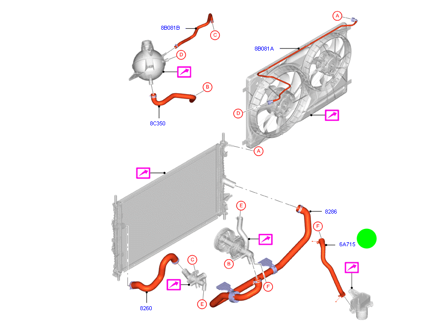 BK316B850AA Oil Cooler to Water Pump hose to suit Ford Transit 2.2L VM/VO 155HP