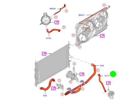 BK316B850AA Oil Cooler to Water Pump hose to suit Ford Transit 2.2L VM/VO 155HP