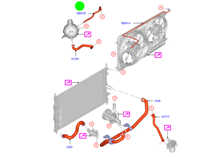 BK318K012AD Coolant hose to suit Ford Transit 2.2L VM/VO 155HP