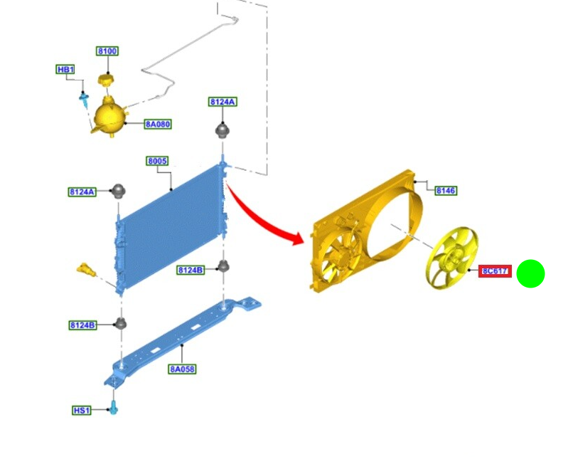 GK318C617BA Viscous Clutch including fan to suit Ecoblue Ford 2.0L VN Custom / VO Transit