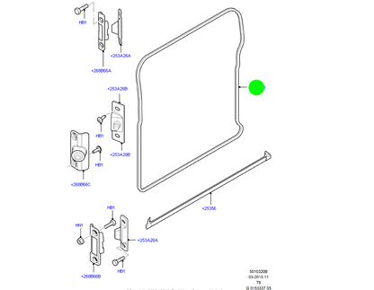 Genuine Sliding Door Weather Seal High Roof to suit VH, VJ, VM Ford Transit 1526670 / YC15V253A10BB