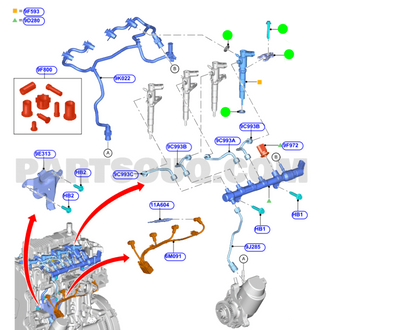 Injector Fitting Kit to suit Ford Transit Custom VN, VO and Ranger 2.0L Ecoblue