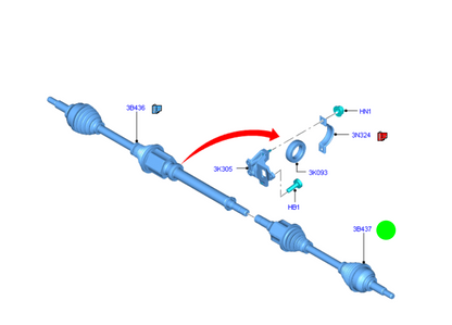 KK213B437CE Left Hand CV Driveshaft To suit Ford Transit VO