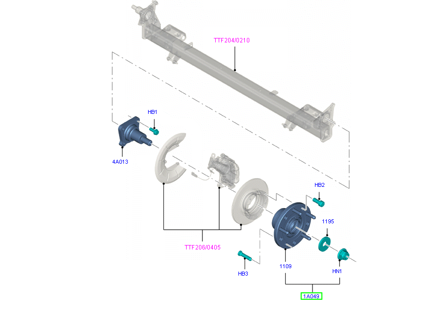 KTKK211A049AA Rear Hub Assembly Hub and Bearing to suit VO / VN Custom Ford Transit 1763850