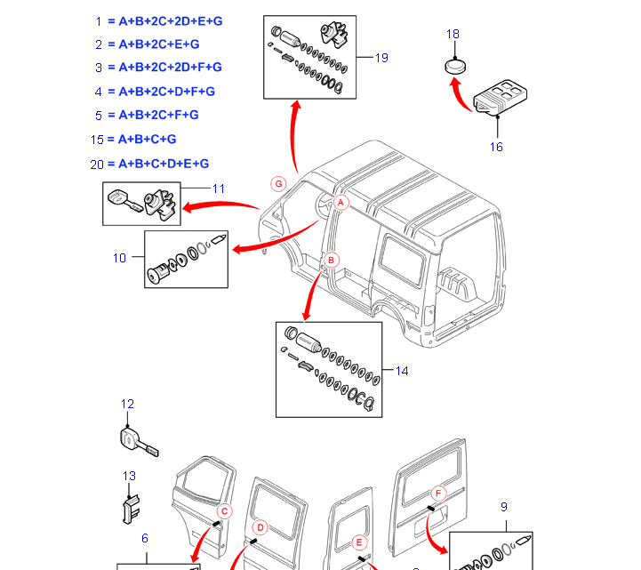 YC15V22050JG Lock Set To Suit VH/VJ Ford Transit 4119502