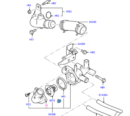 XS7Q8575AA Thermostat to suit Ford Ranger, Everest and Transit