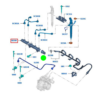 BK2Q9D280AB Fuel Rail Pressure Sensor to suit Ford / Mazda / Land Rover A2C53288768