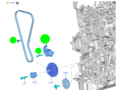 Ford 2.0L EcoBlue Genuine Wet Belt Timing Kit GK2Q-8A615-AC – Includes Timing Cover | Fits Transit VO / VN / Ranger / Everest 2.0 TDCi